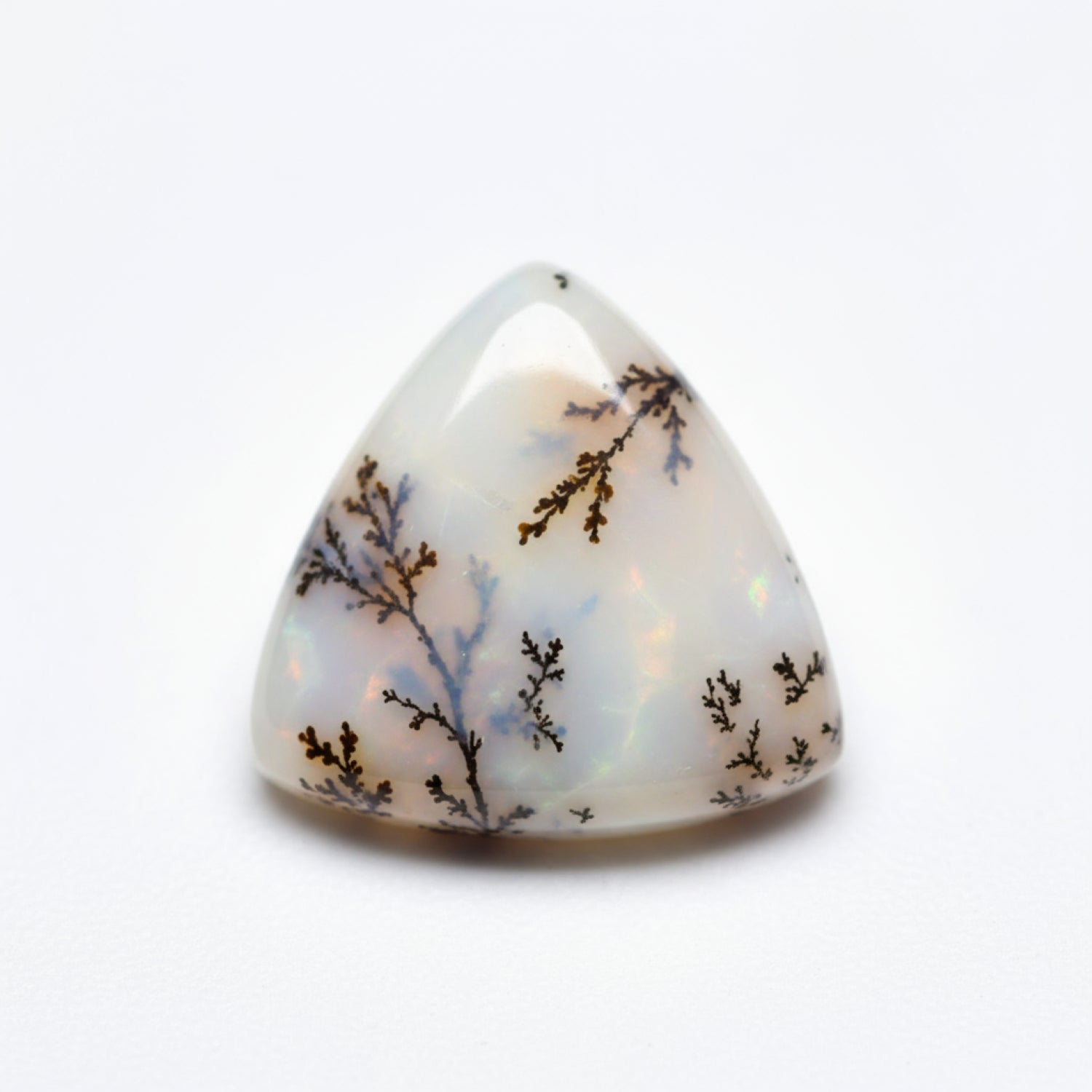 Dendrite Opal 1PC Small 7x7 MM Triangle Cabochon White Pure semi Precious Loose Gemstones