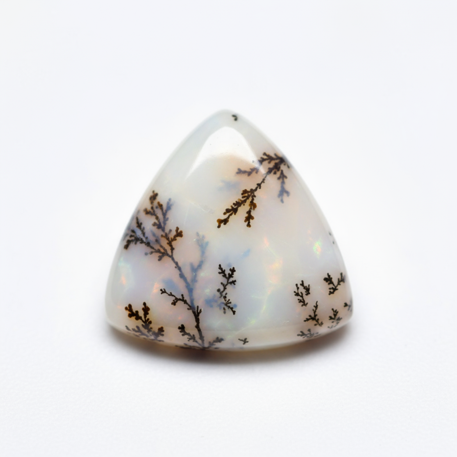 Dendrite Opal 1PC Small 7x7 MM Triangle Cabochon White Pure semi Precious Loose Gemstones Hoofdafbeelding