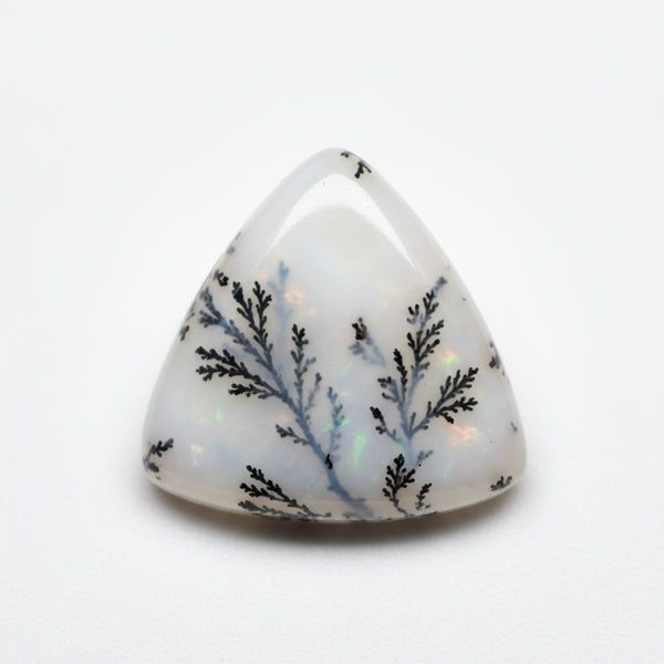 Dendrite Opal 1PC Small 7x7 MM Triangle Cabochon White Pure semi Precious Loose Gemstones