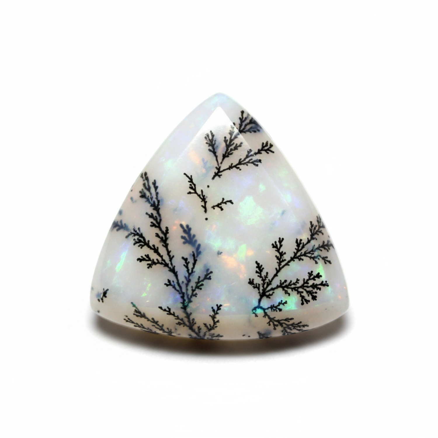 Dendrite Opal 1PC Small 8x8 MM Triangle Cabochon White Fiery semi Precious Semi Precious Gemstone Hoofdafbeelding