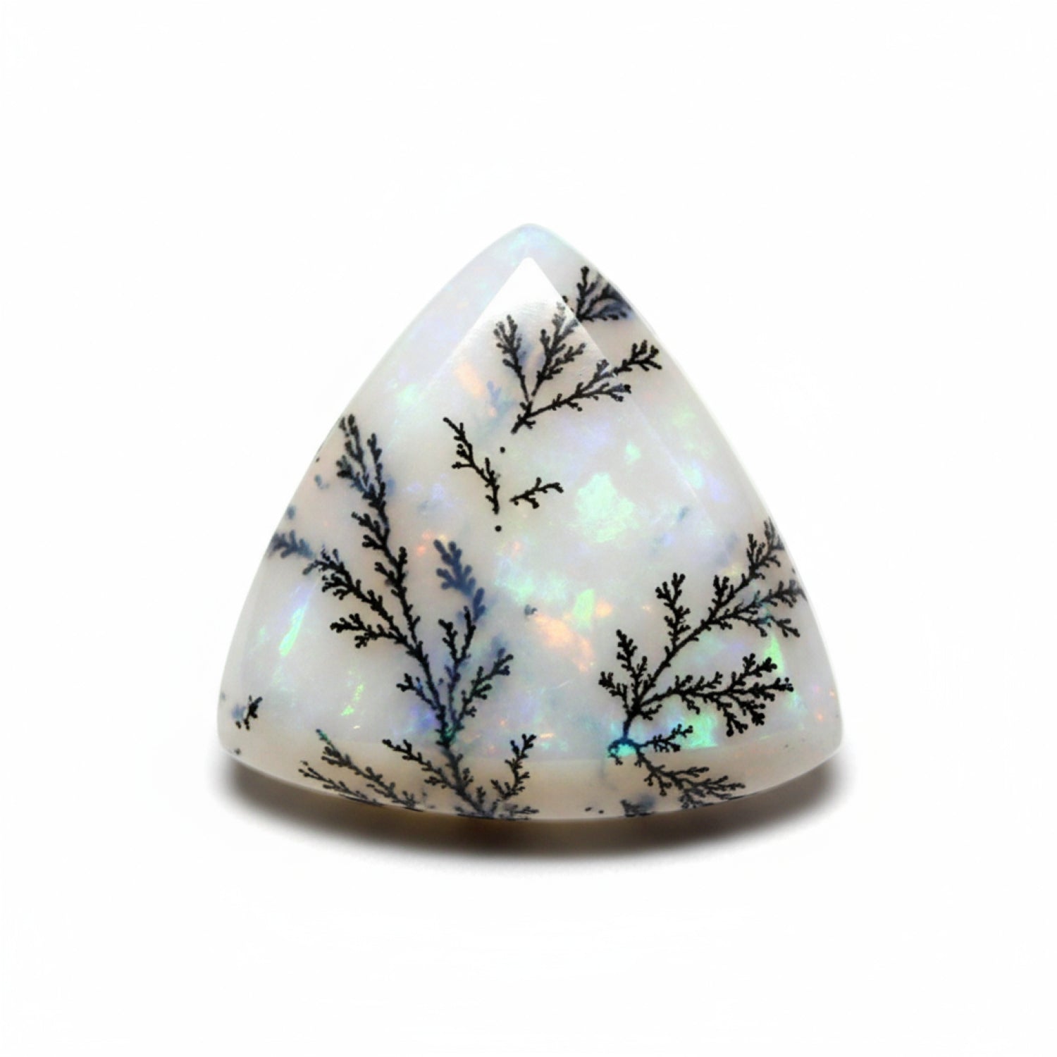 Dendrite Opal 1PC Small 8x8 MM Triangle Cabochon White Fiery semi Precious Semi Precious Gemstone