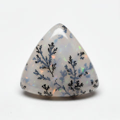 Dendrite Opal 1PC Small 8x8 MM Triangle Cabochon White Fiery semi Precious Semi Precious Gemstone