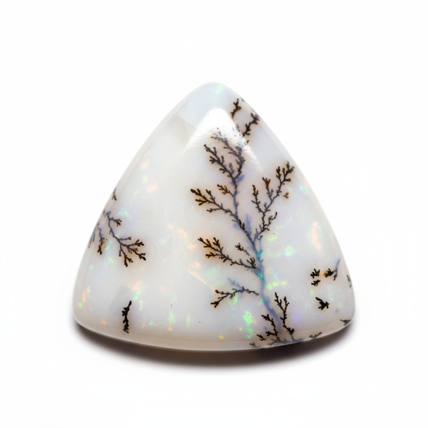 Dendrite Opal 1PC Medium 9x9 MM Triangle Cabochon White Brilliant semi Precious Precious Gemstone