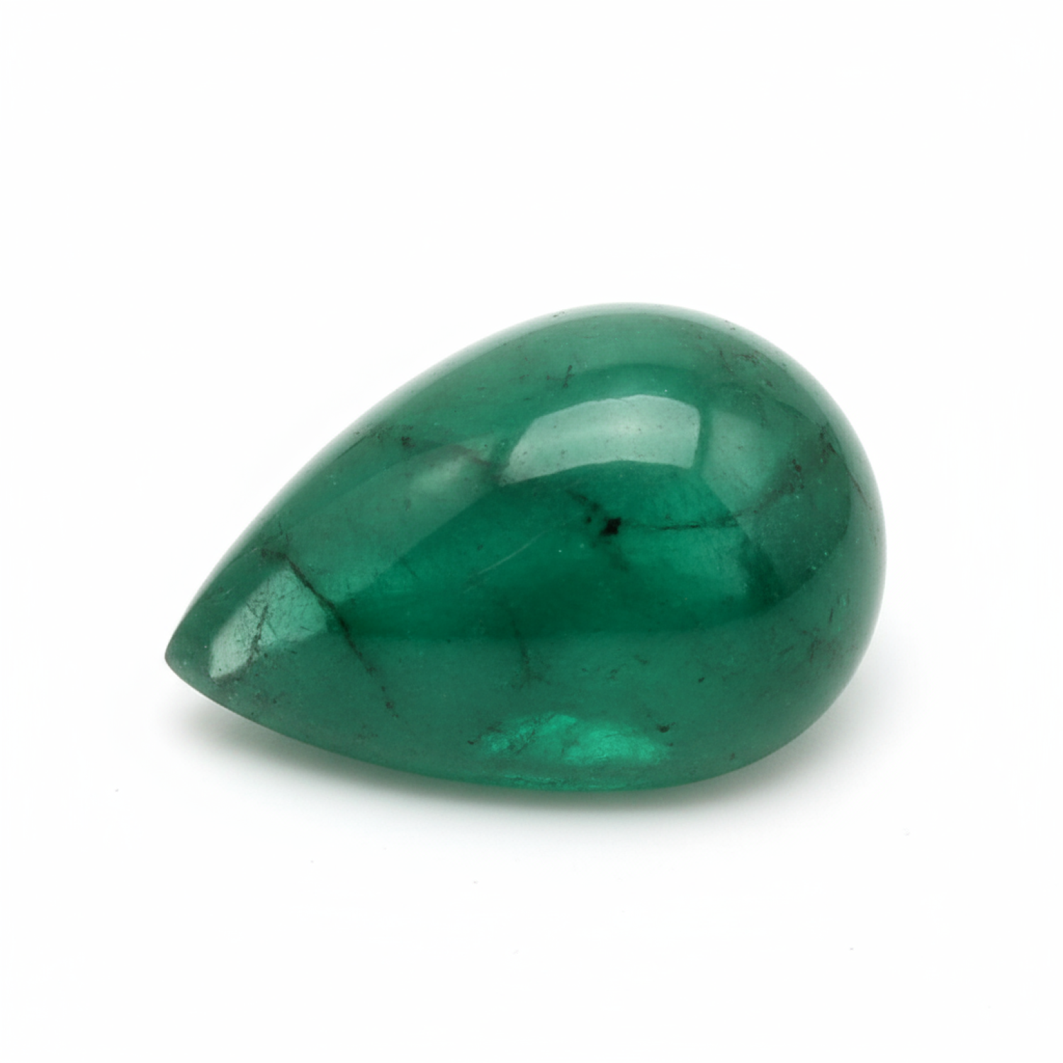 Emerald 1PC Medium 7x10 MM Pear Cabochon Green Lustrous Precious Gems Sekundär produktbild