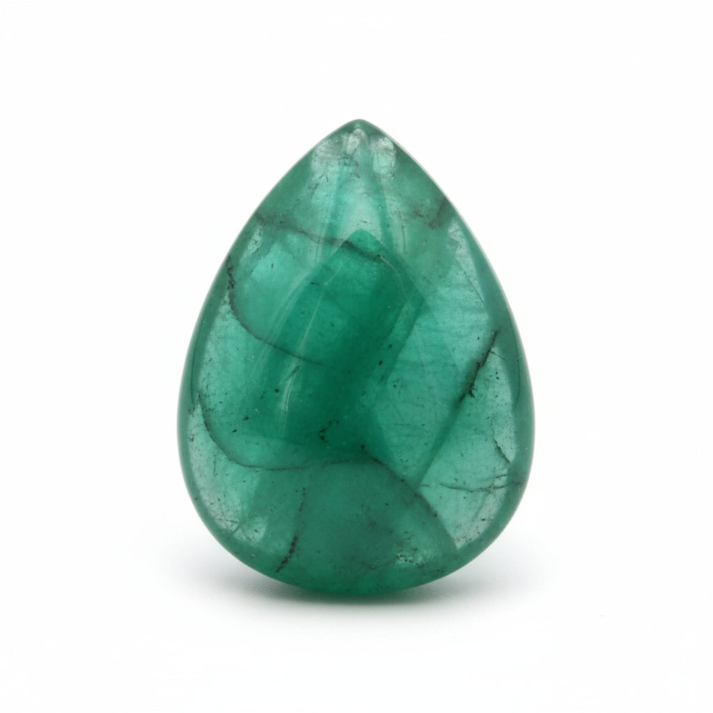 Emerald 1PC Small 7x9 MM Pear Cabochon Green Luster Precious Precious Gemstone