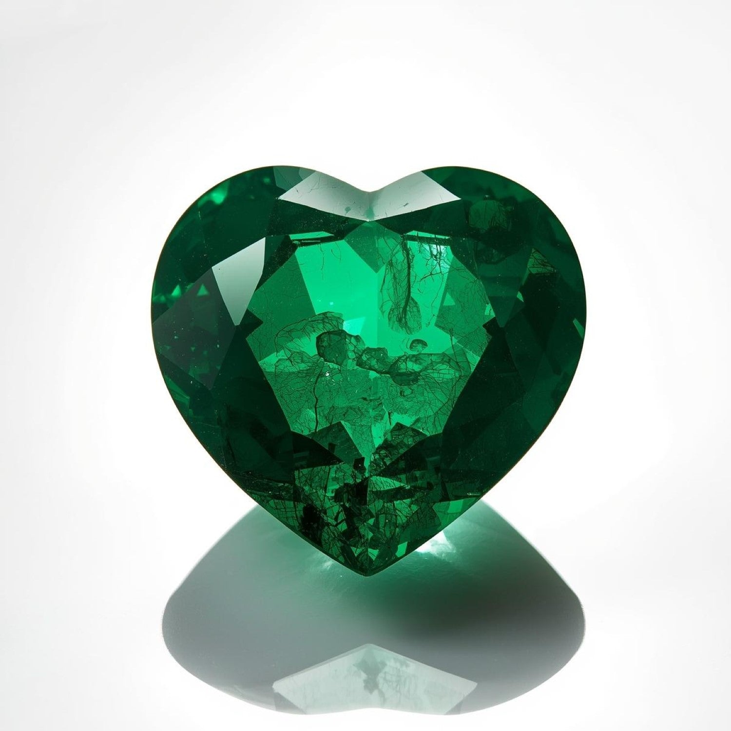 Emerald 1PC Large 10x10 MM Heart Faceted Green Shine Precious Loose Gemstones