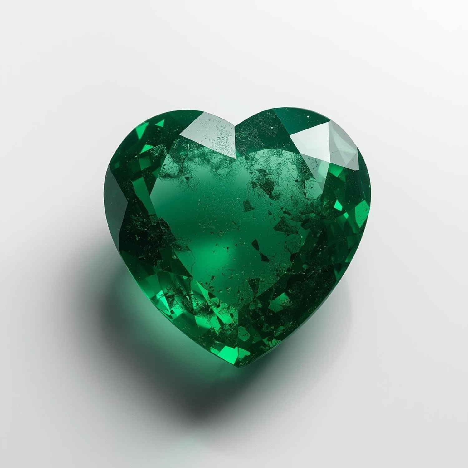 Emerald 1PC Large 10x10 MM Heart Faceted Green Shine Precious Loose Gemstones