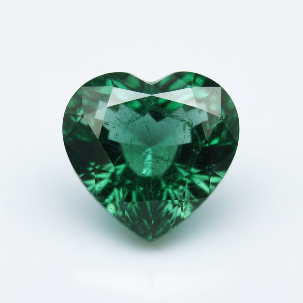 Emerald 1PC Chunky 14x14 MM Heart Faceted Green Genuine Precious Loose Gemstones
