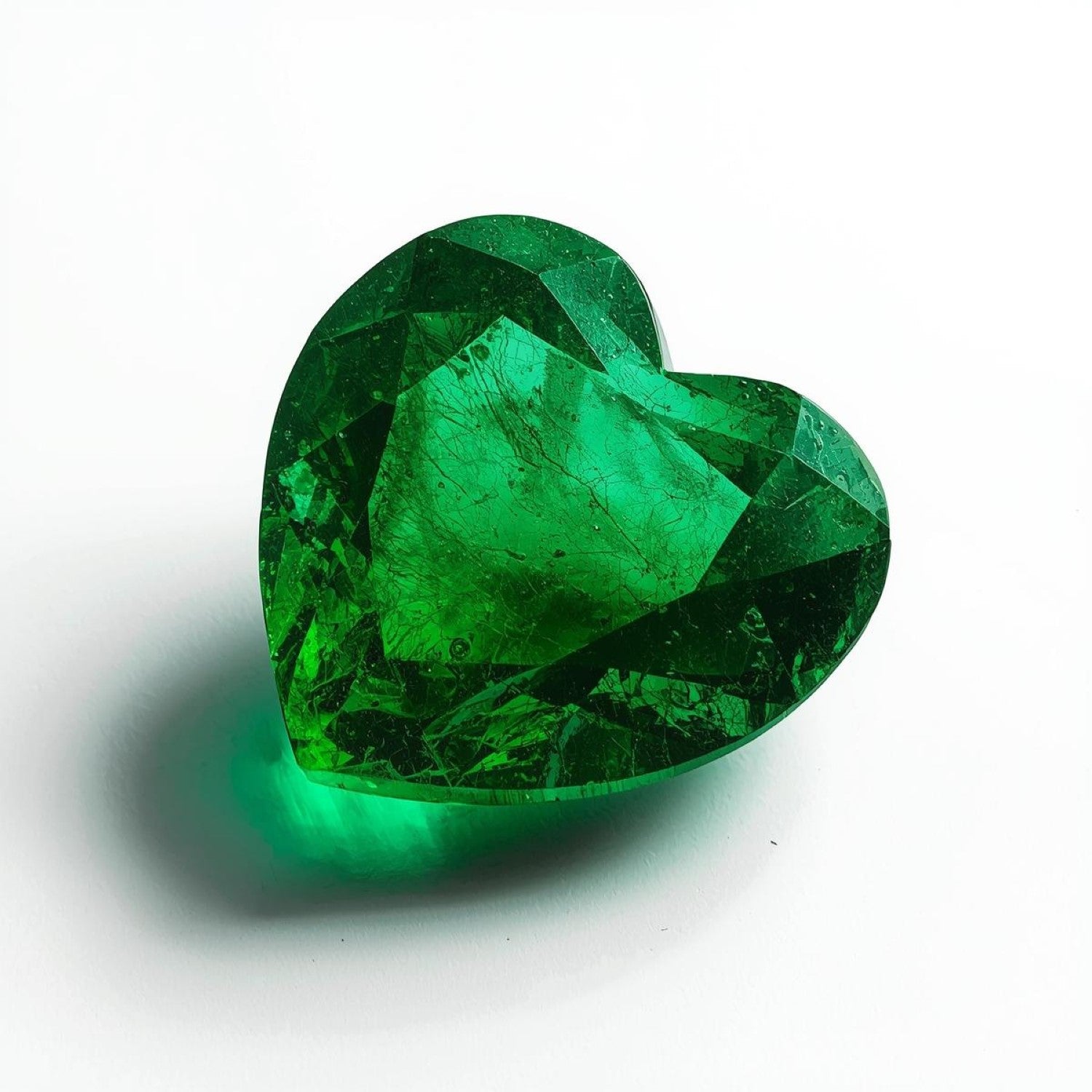Emerald 1PC Chunky 15x15 MM Heart Faceted Green Superior Precious Gems Sekundär produktbild