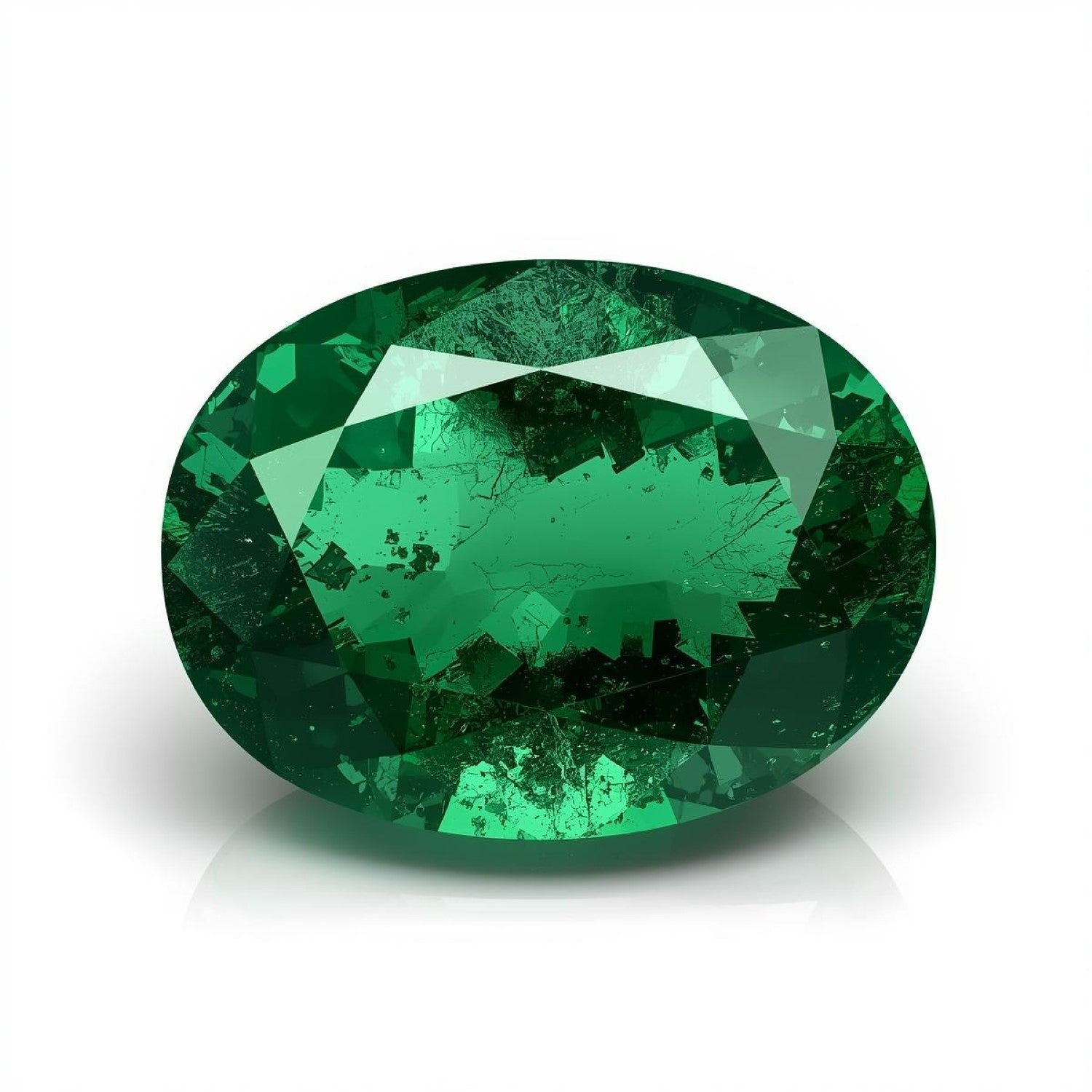 Emerald 1PC Large 10x12 MM Oval Faceted Green Fine Precious Loose Gemstone Secundaire afbeelding