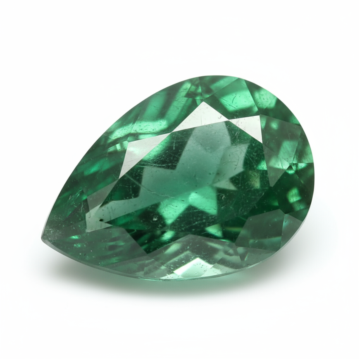 Emerald 1PC Medium 7x10 MM Pear Faceted Green Fiery Precious Gems Sekundär produktbild