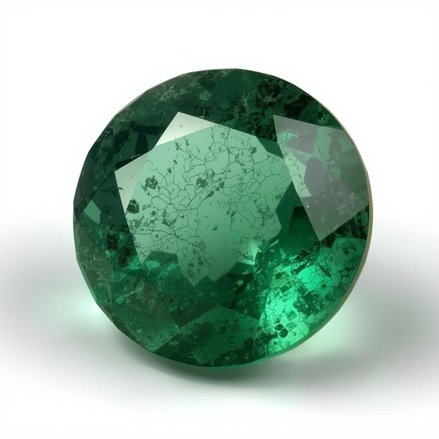 Emerald 1PC Chunky 15x15 MM Round Faceted Green Superior Precious Gems