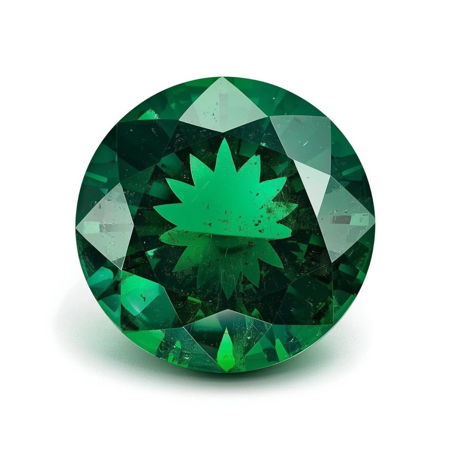 Emerald 1PC Chunky 15x15 MM Round Faceted Green Superior Precious Gems Sekundär produktbild