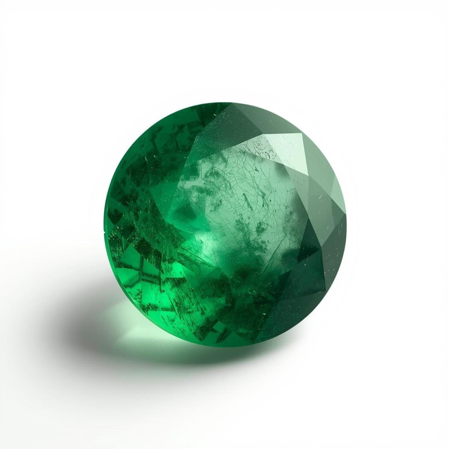 Emerald 1PC Small 7x7 MM Round Faceted Green Splendid Precious Gems Huvudsaklig produktbild