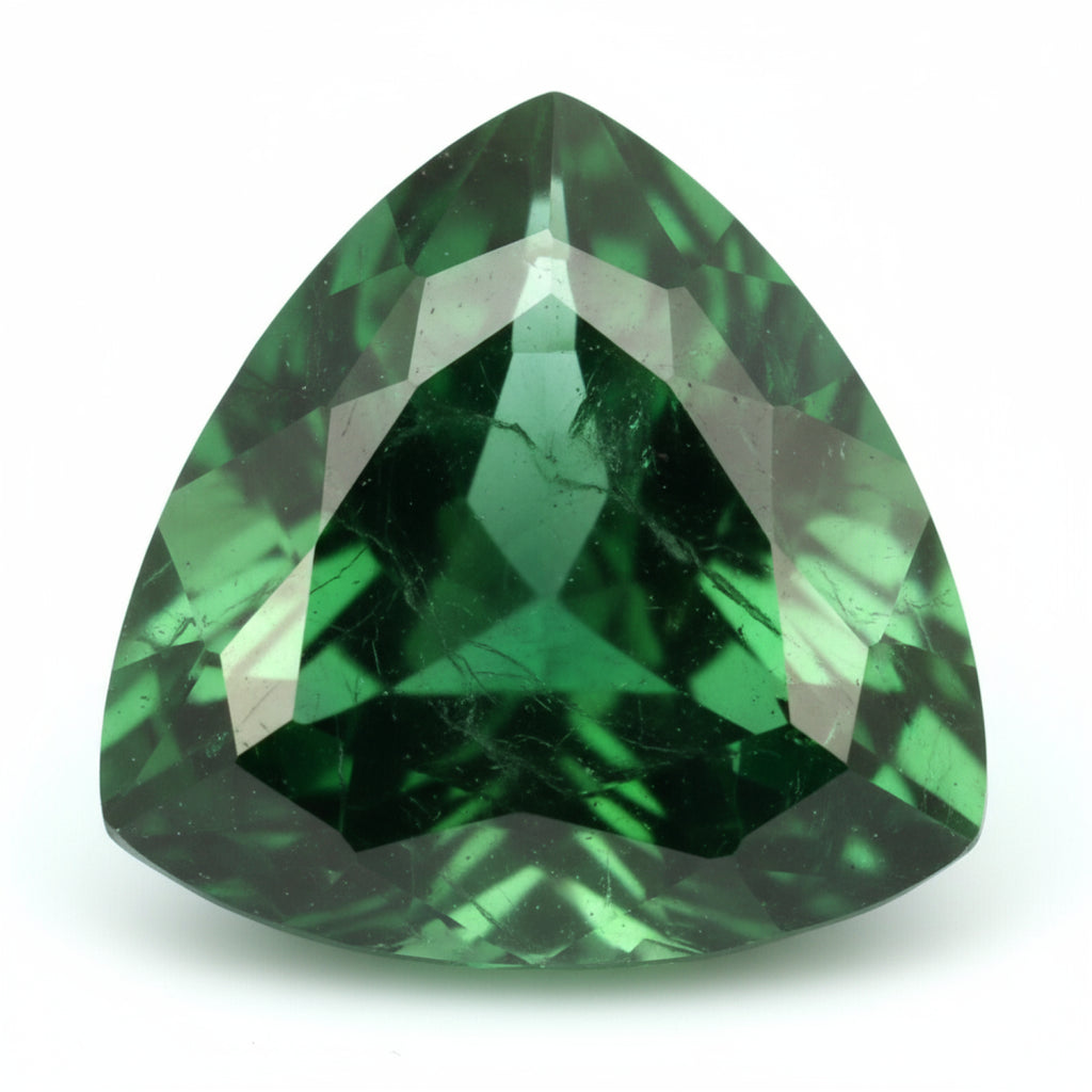 Emerald 1PC Chunky 15x15 MM Triangle Faceted Green Superior Precious Gems