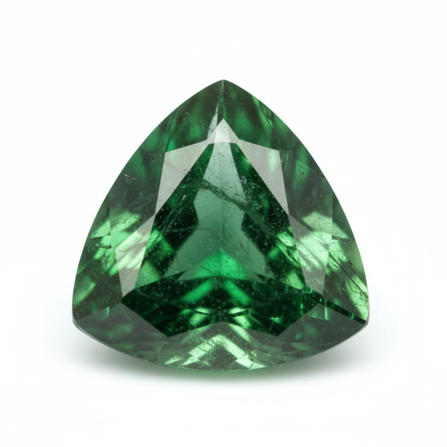 Emerald 1PC Chunky 15x15 MM Triangle Faceted Green Superior Precious Gems