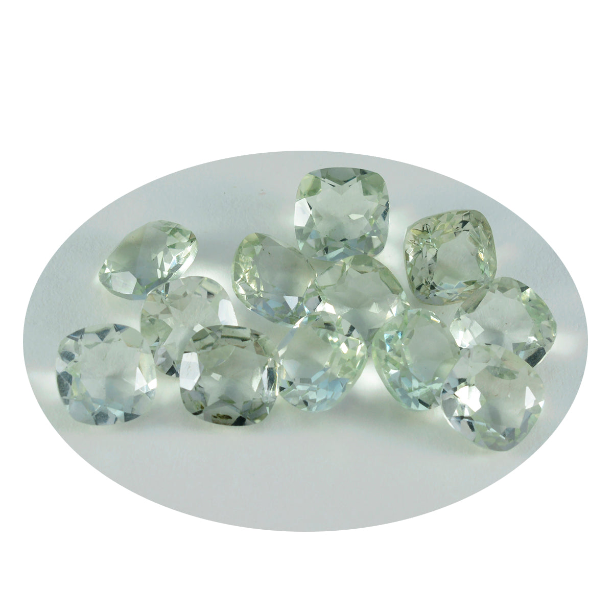 Green Amethyst 1PC Medium 9x9 MM Cushion Faceted Green Lustrous Semi Precious Loose Gemstone