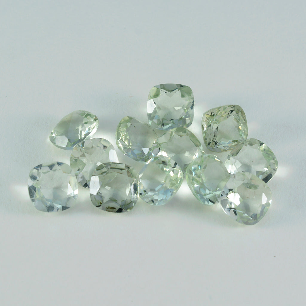Green Amethyst 1PC Tiny 6x6 MM Cushion Faceted Green Polished Semi Precious Loose Gemstones