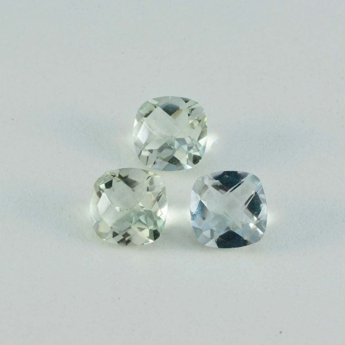 Green Amethyst 1PC Chunky 14x14 MM Cushion Faceted Green Genuine Semi Precious Loose Gemstones Hoofdafbeelding