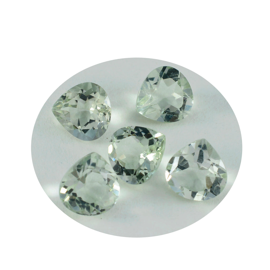 Green Amethyst 10PC Tiny 4x4 MM Heart Faceted Green Brilliant Semi Precious Loose Gems
