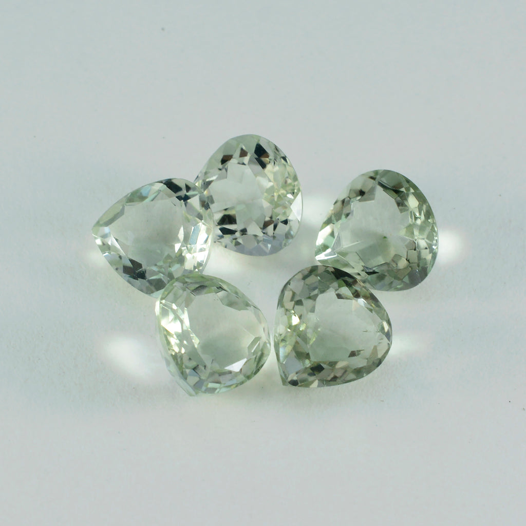 Green Amethyst 10PC Tiny 4x4 MM Heart Faceted Green Brilliant Semi Precious Loose Gems