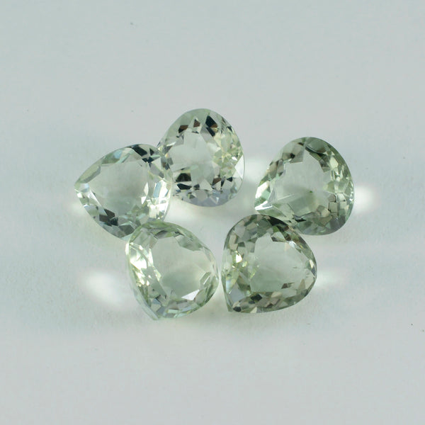 Green Amethyst 10PC Tiny 4x4 MM Heart Faceted Green Brilliant Semi Precious Loose Gems
