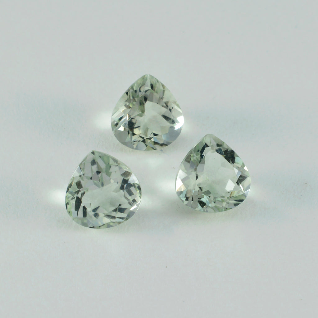 Green Amethyst 1PC Chunky 14x14 MM Heart Faceted Green Genuine Semi Precious Loose Gemstones
