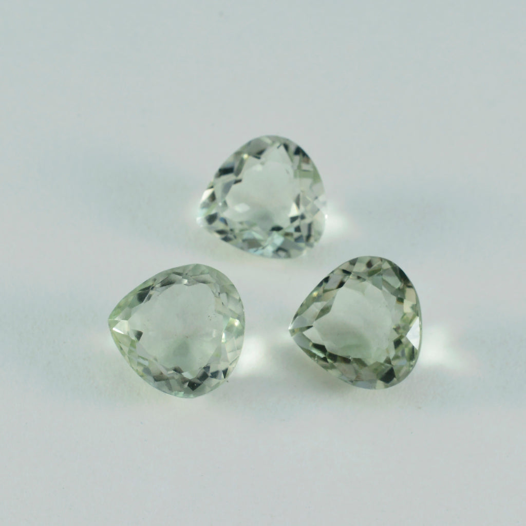 Green Amethyst 1PC Large 11x11 MM Heart Faceted Green Fine Semi Precious Gems