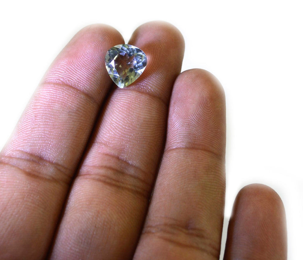 Green Amethyst 1PC Small 8x8 MM Heart Faceted Green Luster Semi Precious Loose Gems