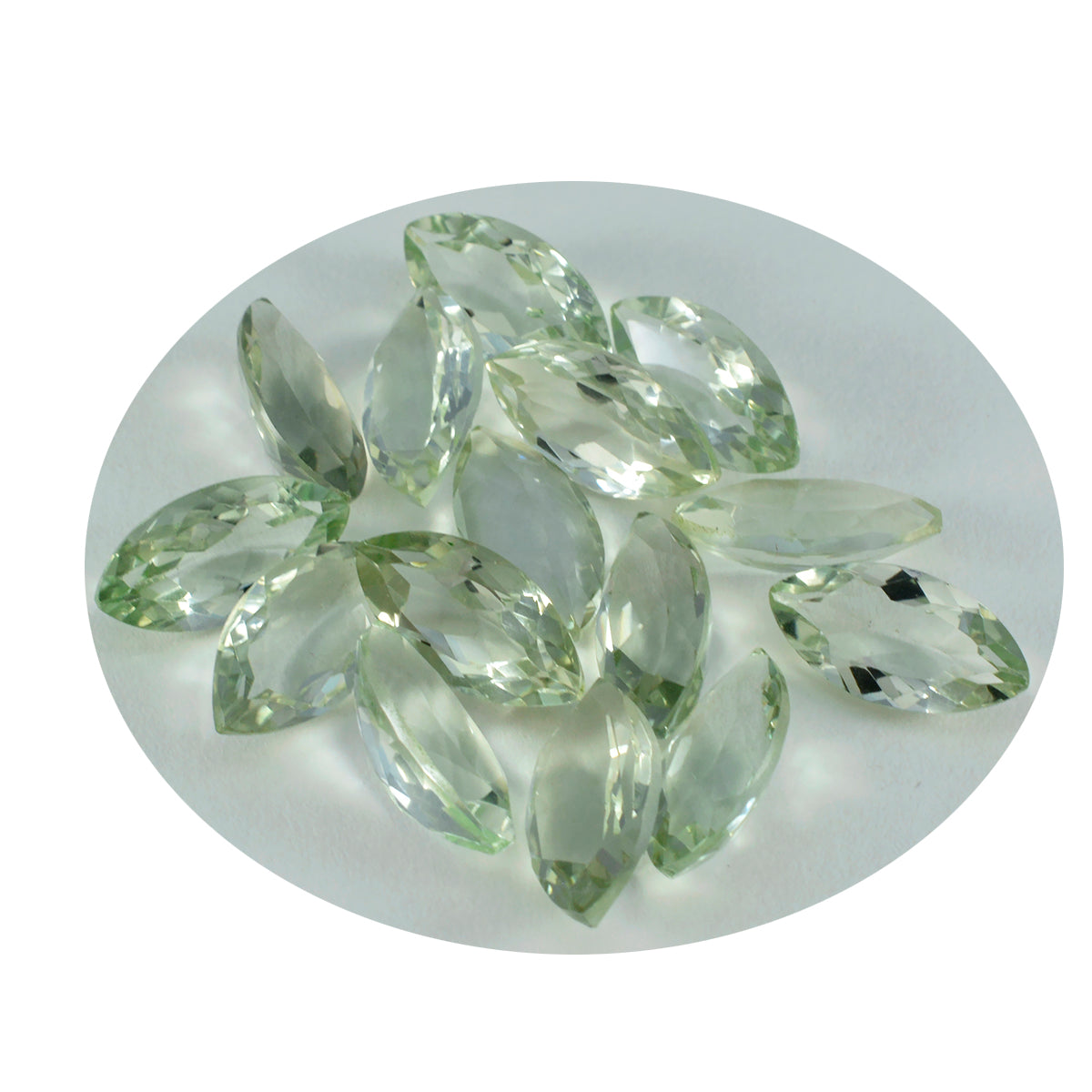 Grüner Amethyst, 1 Stück, klein, 5 x 10 mm, Marquise-Optik, facettiert, grün, hochwertige Halbedelsteine Hauptbild