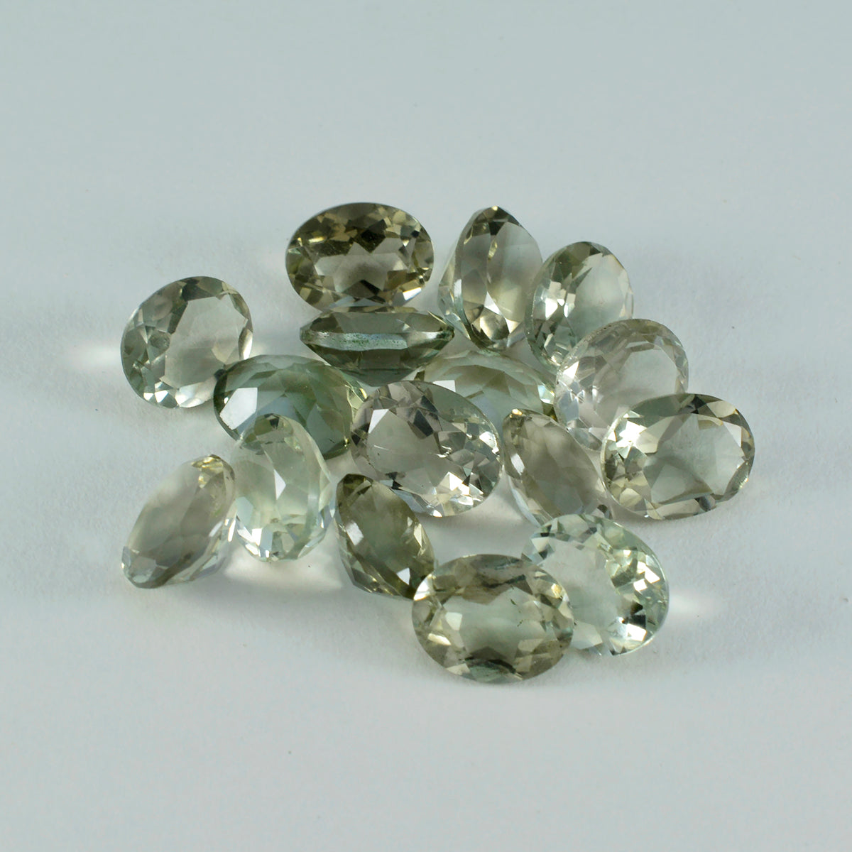 Green Amethyst 1PC Small 6x8 MM Oval Faceted Green Polished Semi Precious Loose Gems