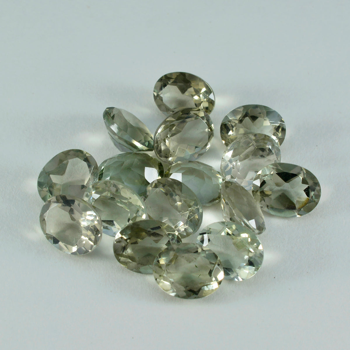 Green Amethyst 1PC Medium 7x10 MM Oval Faceted Green Lustrous Semi Precious Gems