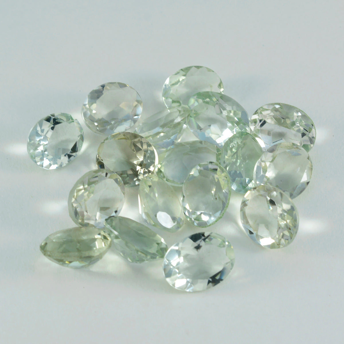 Green Amethyst 1PC Small 7x9 MM Oval Faceted Green Luster Semi Precious Loose Gemstones
