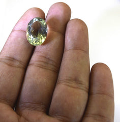 Green Amethyst 1PC Large 10x14 MM Oval Faceted Green Genuine Semi Precious Loose Gems