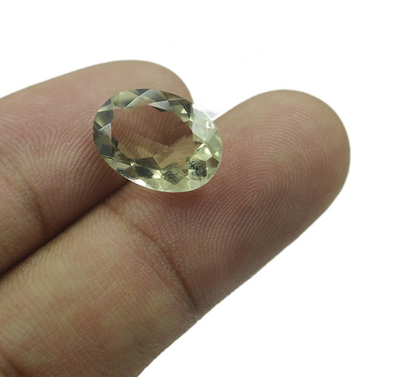 Green Amethyst 1PC Chunky 15x20 MM Oval Faceted Green Fiery Semi Precious Gems