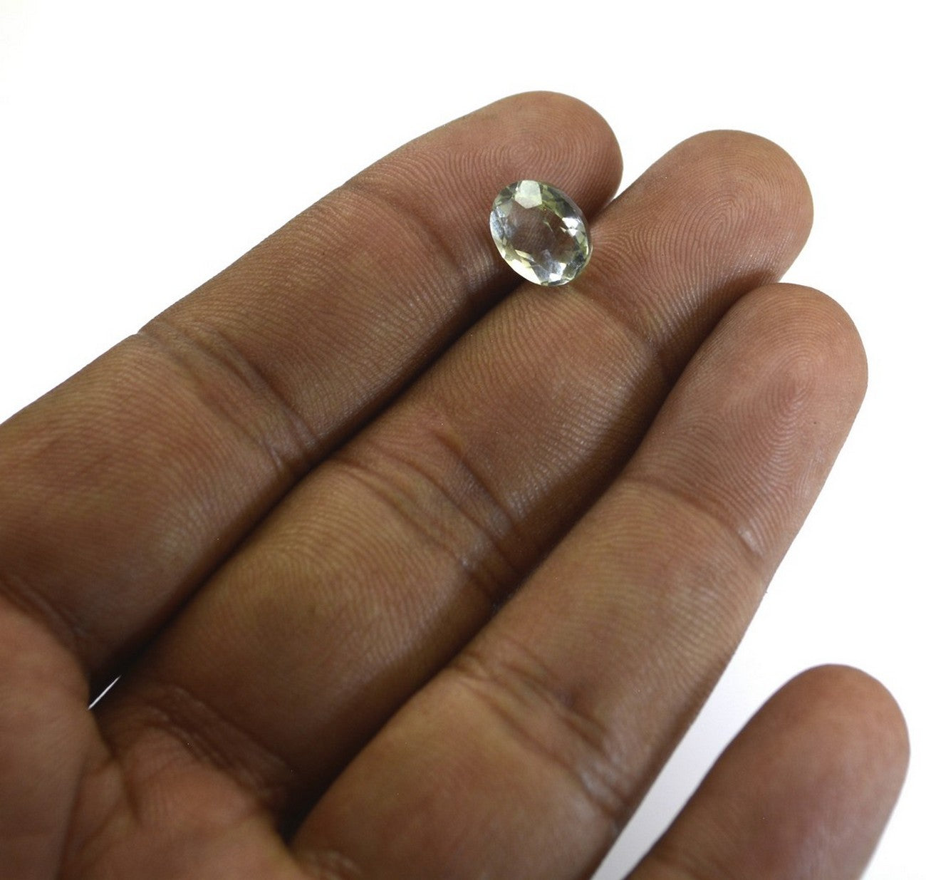 Green Amethyst 1PC Small 6x8 MM Oval Faceted Green Polished Semi Precious Loose Gems