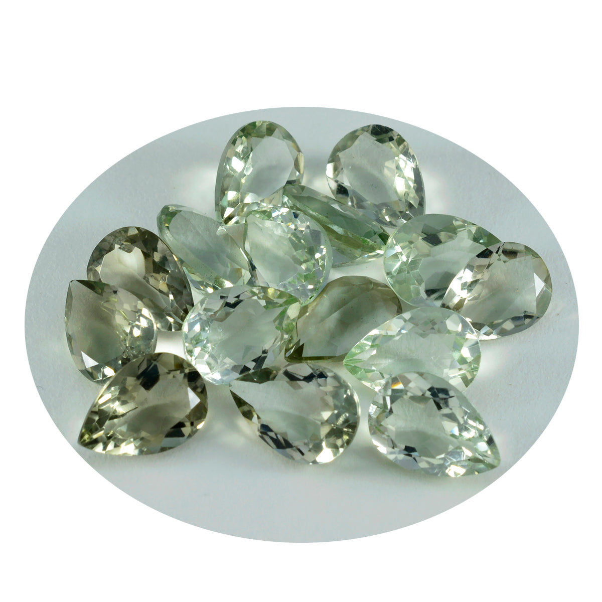 Green Amethyst 1PC Small 6x8 MM Pear Faceted Green Pure Semi Precious Loose Gemstones