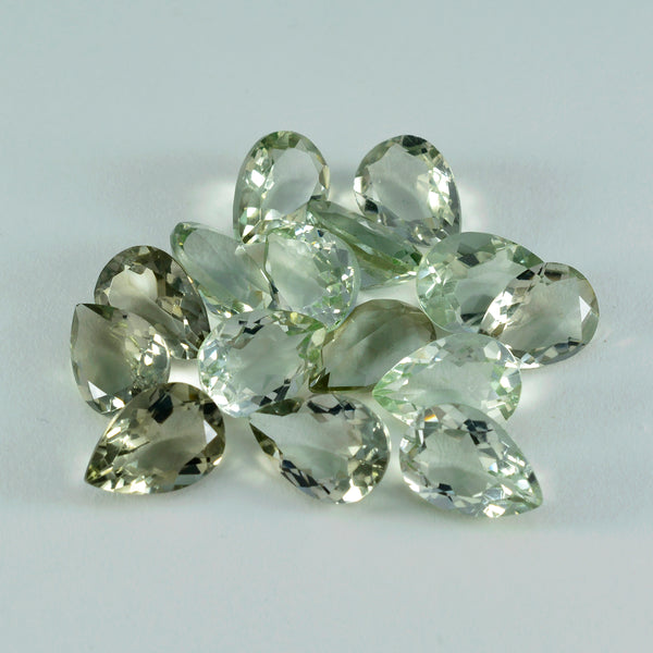 Green Amethyst 1PC Small 6x9 MM Pear Faceted Green Fiery Semi Precious Gems