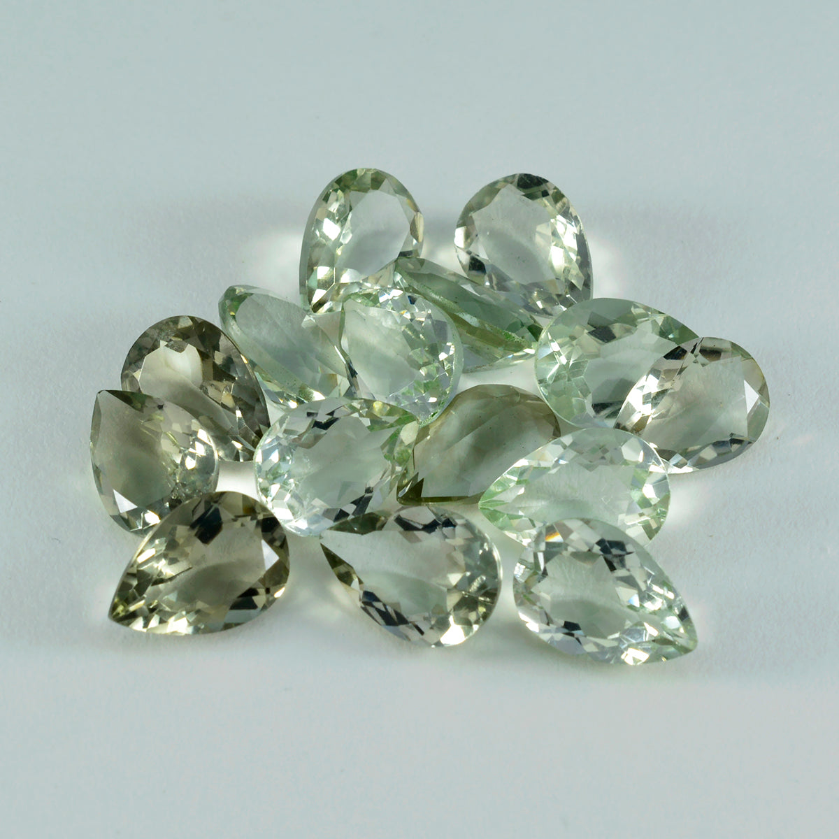 Green Amethyst 1PC Medium 7x10 MM Pear Faceted Green Sparkling Semi Precious Loose Gemstone