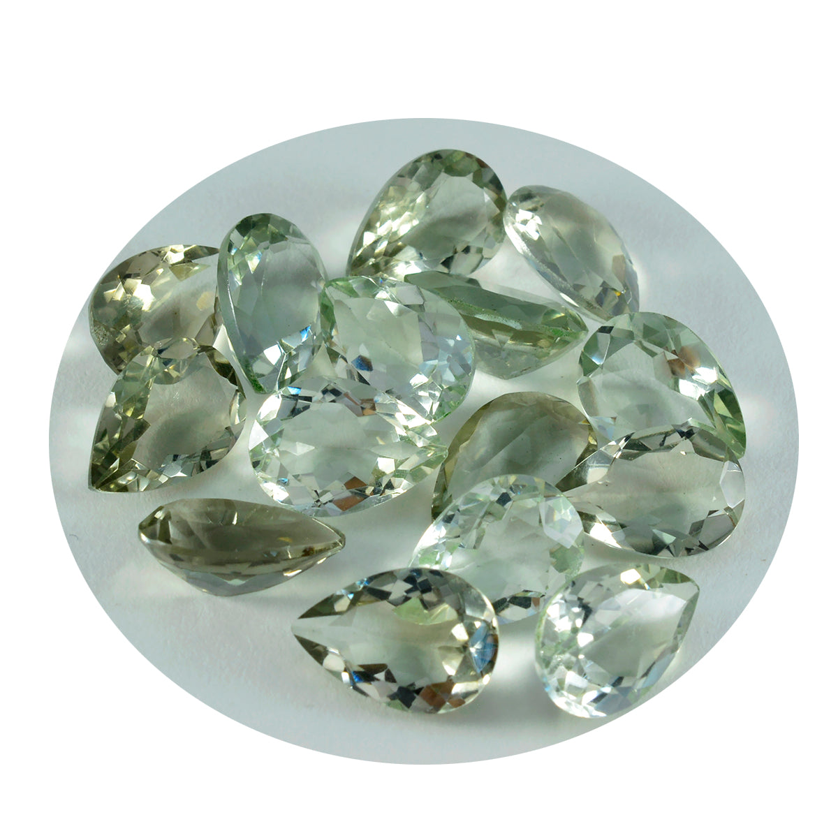 Green Amethyst 1PC Small 7x9 MM Pear Faceted Green Brilliant Semi Precious Loose Gems Secundaire afbeelding