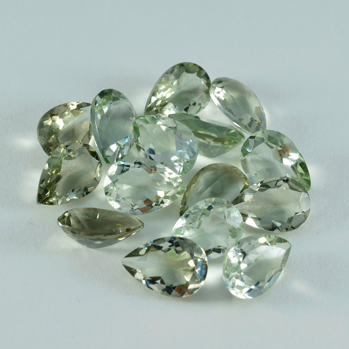 Green Amethyst 1PC Small 7x9 MM Pear Faceted Green Brilliant Semi Precious Loose Gems