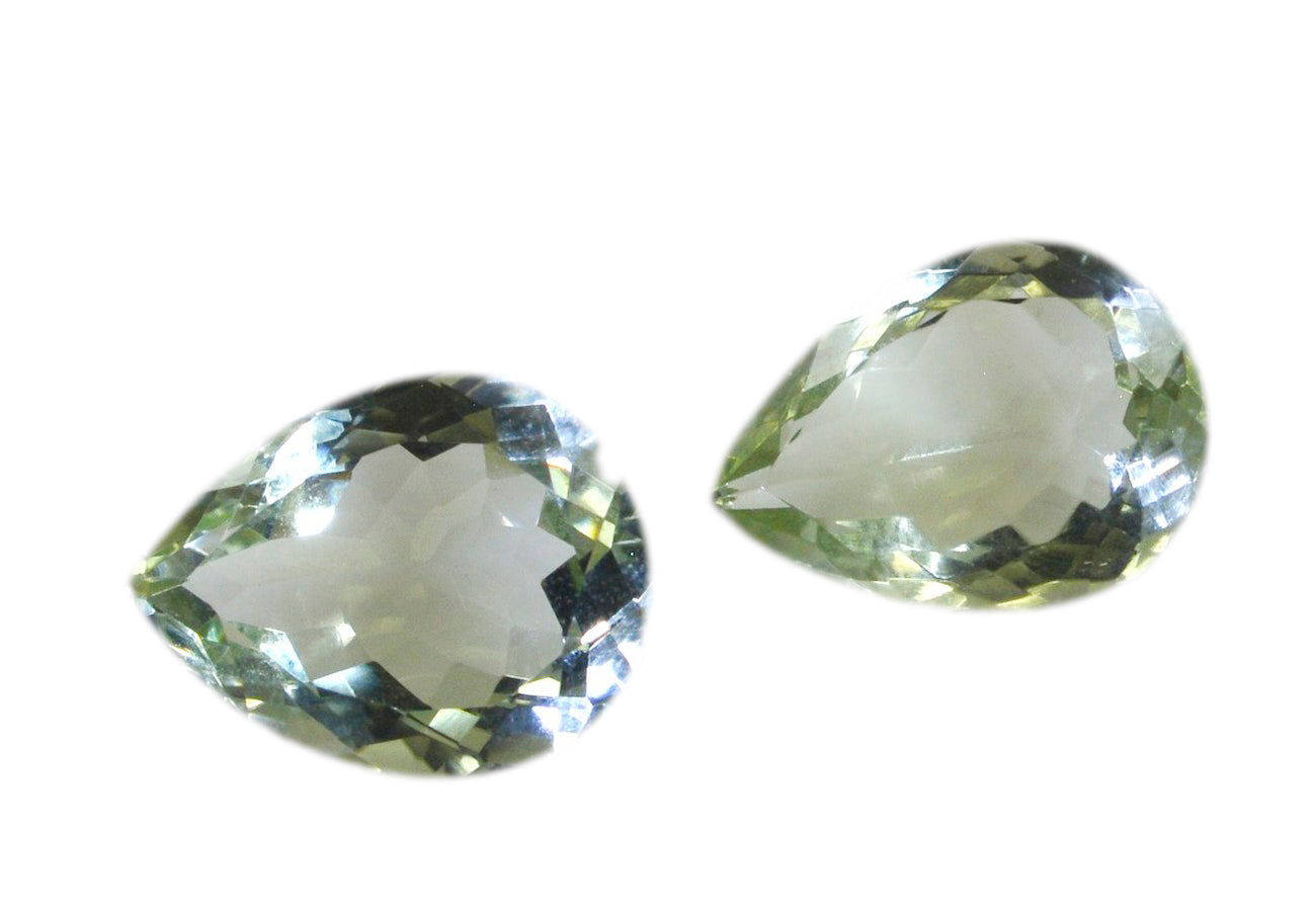 Green Amethyst 1PC Large 10x14 MM Pear Faceted Green Shine Semi Precious Loose Gemstones Secundaire afbeelding