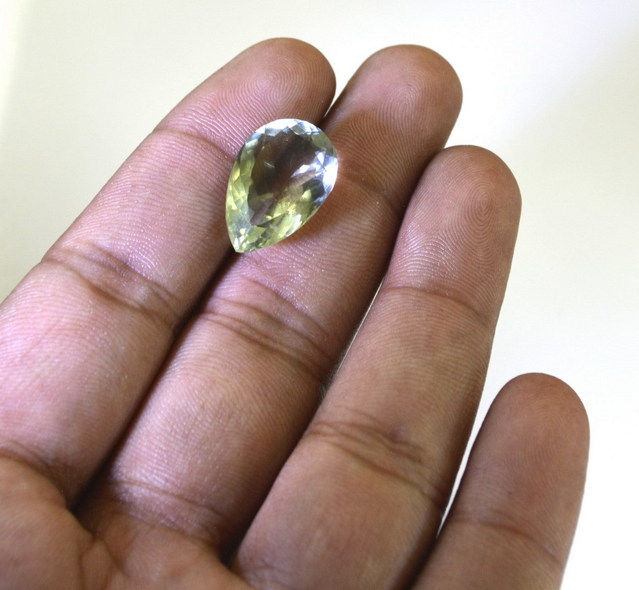 Green Amethyst 1PC Large 10x14 MM Pear Faceted Green Shine Semi Precious Loose Gemstones