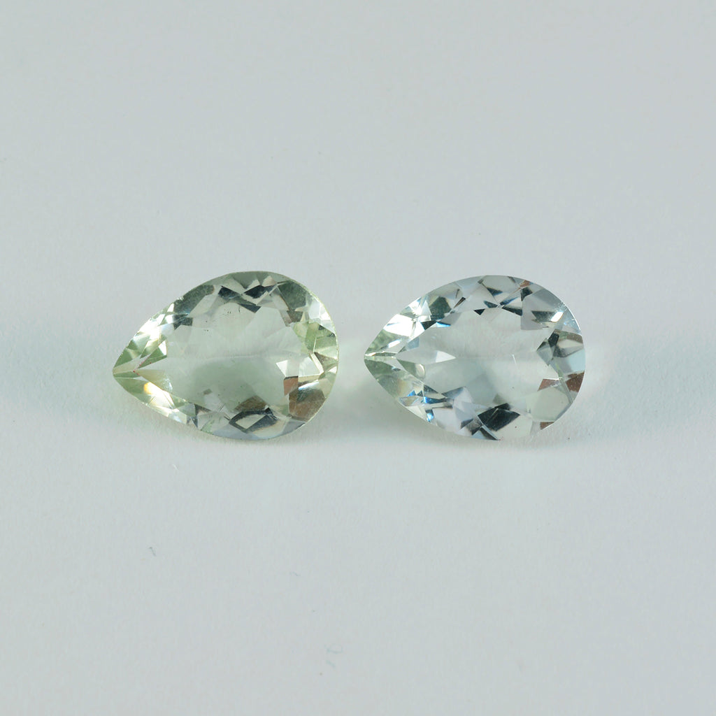 Green Amethyst 1PC Chunky 12x16 MM Pear Faceted Green Fine Semi Precious Gems
