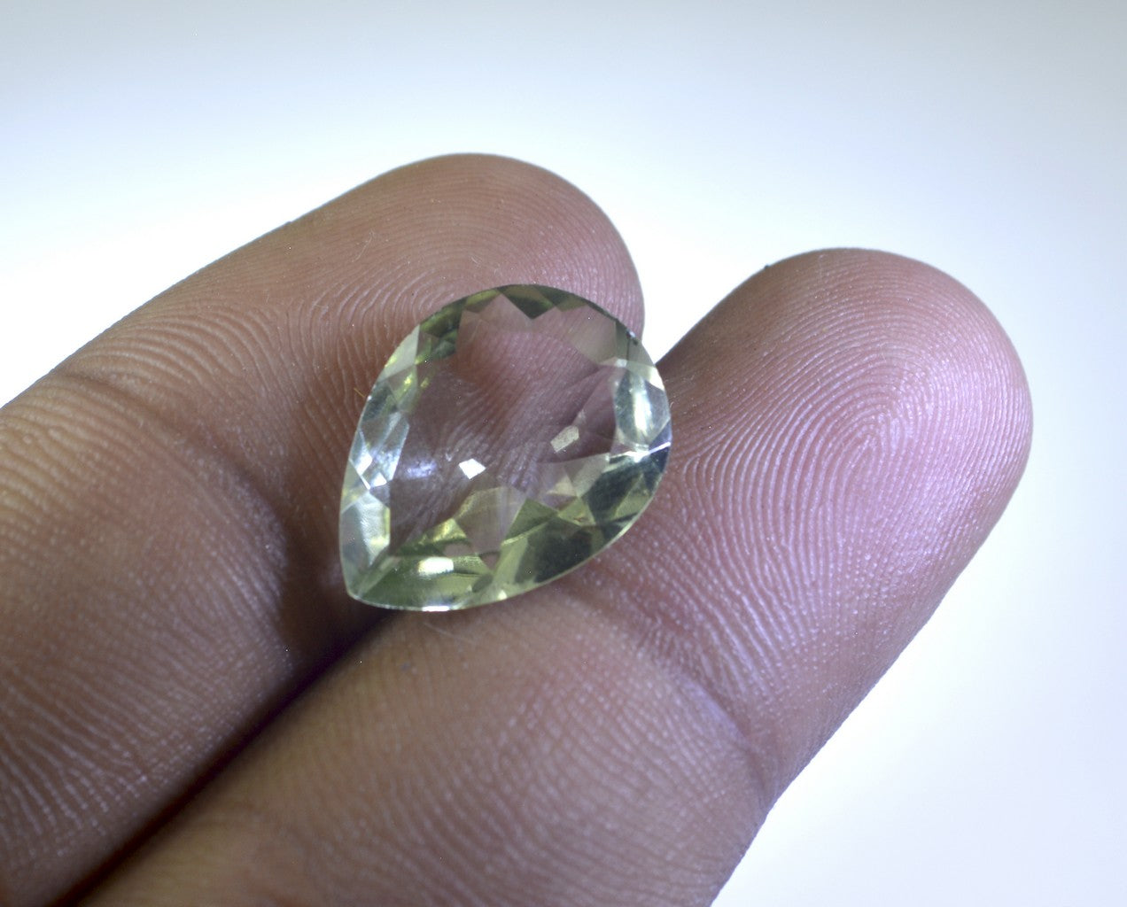 Green Amethyst 1PC Chunky 15x20 MM Pear Faceted Green Natural Semi Precious Loose Gemstone