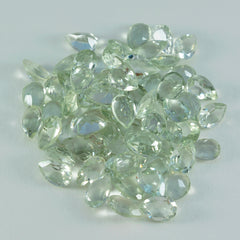 Green Amethyst 1PC Tiny 4x6 MM Pear Faceted Green Genuine Semi Precious Loose Gems
