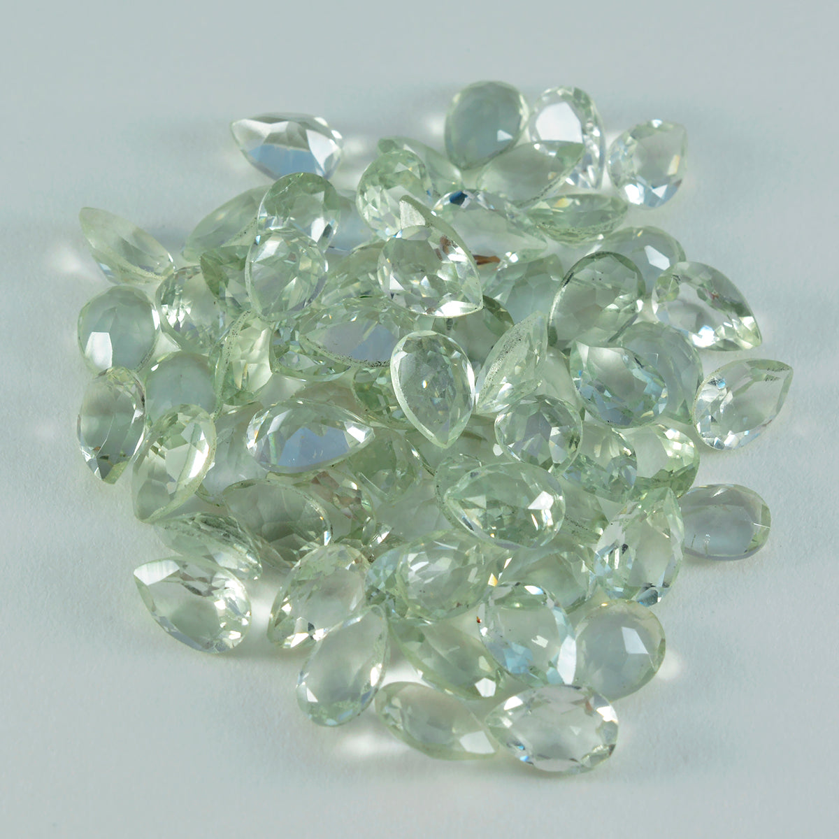 Green Amethyst 1PC Small 6x9 MM Pear Faceted Green Fiery Semi Precious Gems
