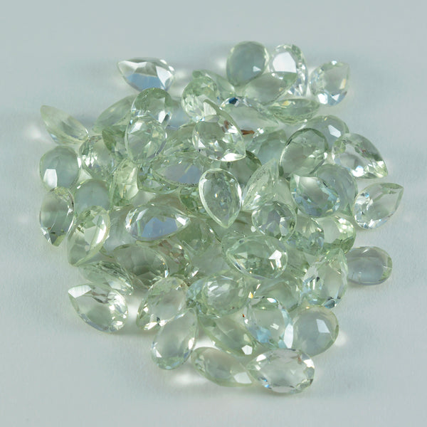 Green Amethyst 1PC Medium 8x10 MM Pear Faceted Green Polished Semi Precious Loose Gemstones