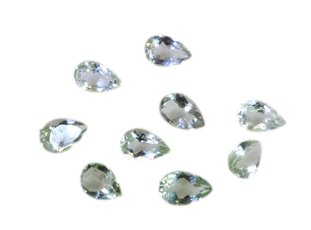 Green Amethyst 1PC Small 7x9 MM Pear Faceted Green Brilliant Semi Precious Loose Gems