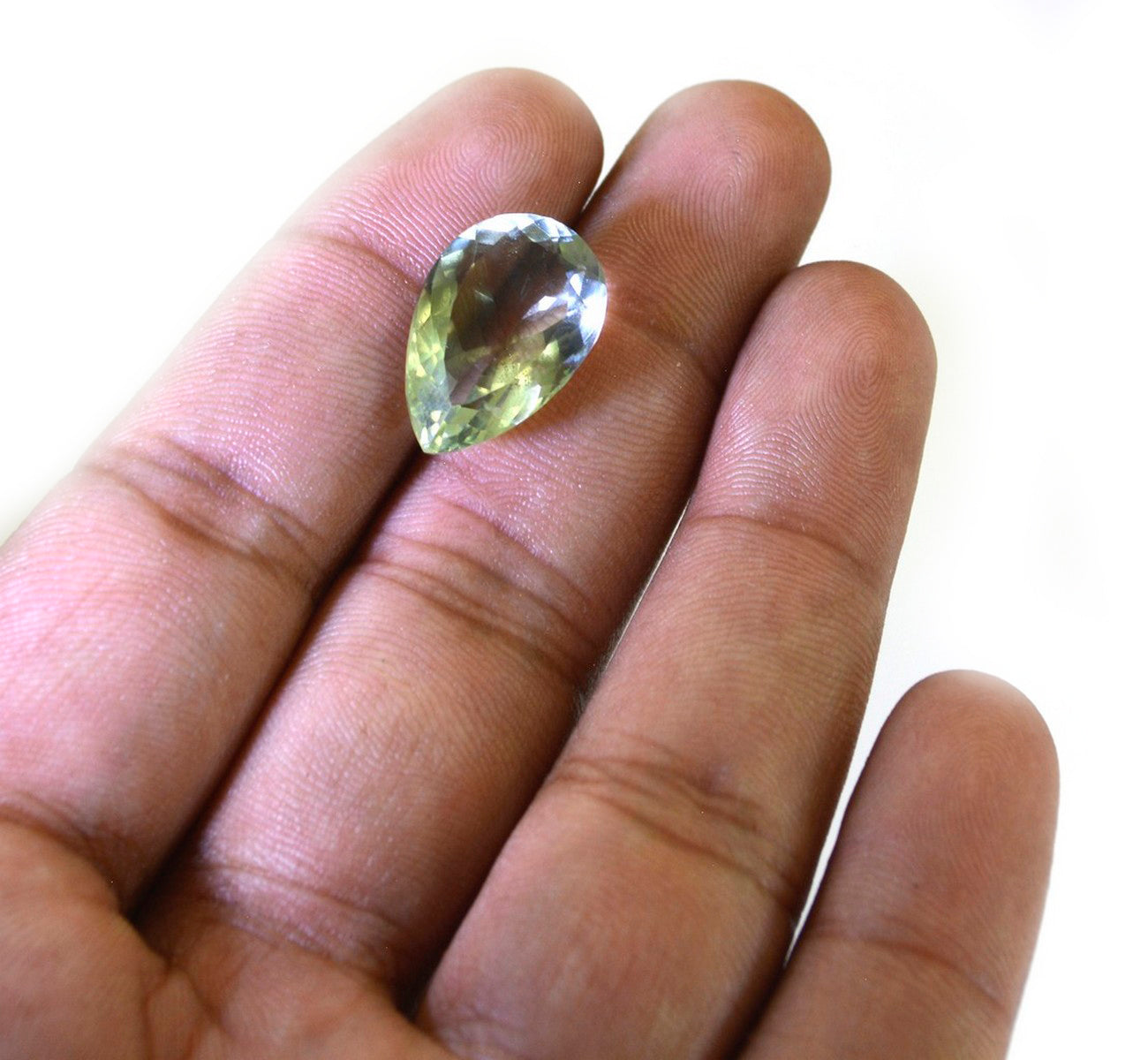 Green Amethyst 1PC Large 8x12 MM Pear Faceted Green Luster Semi Precious Loose Gems